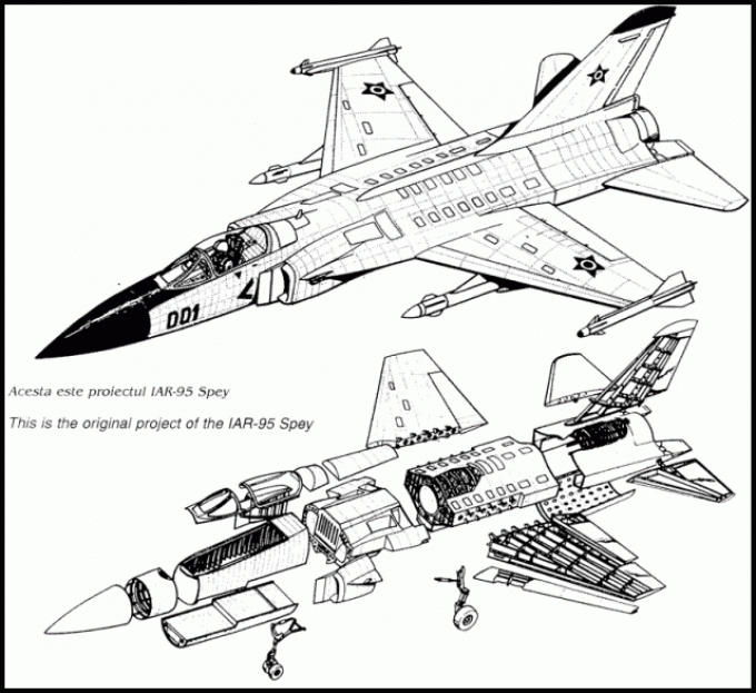 Компоновка и схемы проекта истребителя IAR-95 с одним двигателем Р-29-300